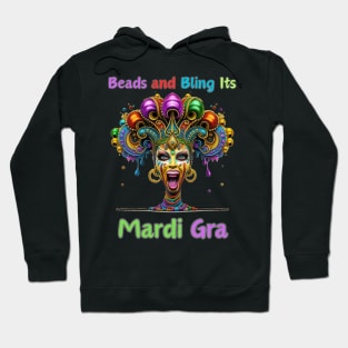 "Retro Rhythms of Mardi Gras: Beads Fusion" - Cajun Party New Orleans Hoodie